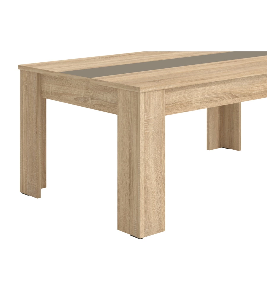 TAVOLINO DA SOGGIORNO QUERCIA CON INSERTO BIANCO E GRIGIO, 112X65,5X46,5 CM